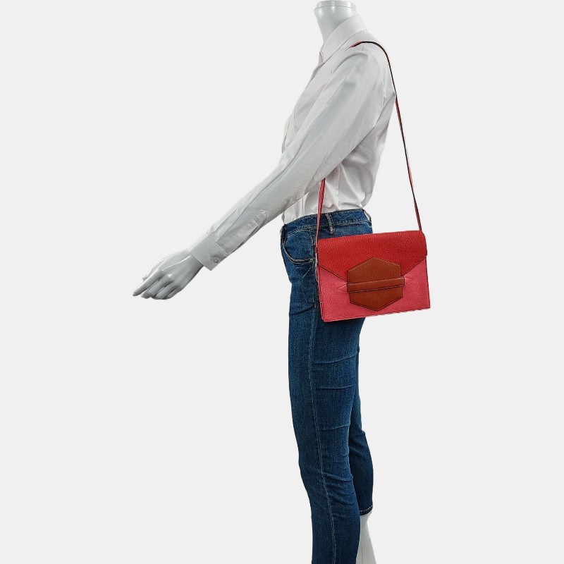 HERMES Faco 拼色Chevre
Mysore山羊皮單肩包斜挎包 銀色五金 A刻 可拆卸肩帶-1