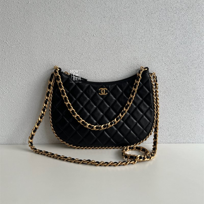 99新🆕 Chanel 香奈兒 23B Hobo 大號 黑色金釦-0