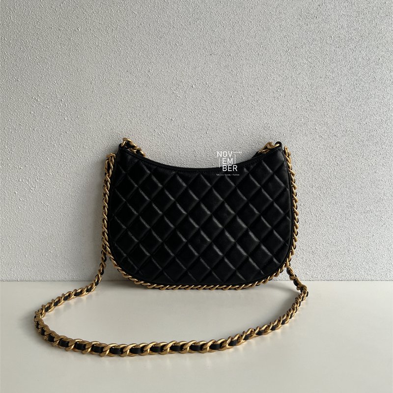 99新🆕 Chanel 香奈兒 23B Hobo 大號 黑色金釦-4