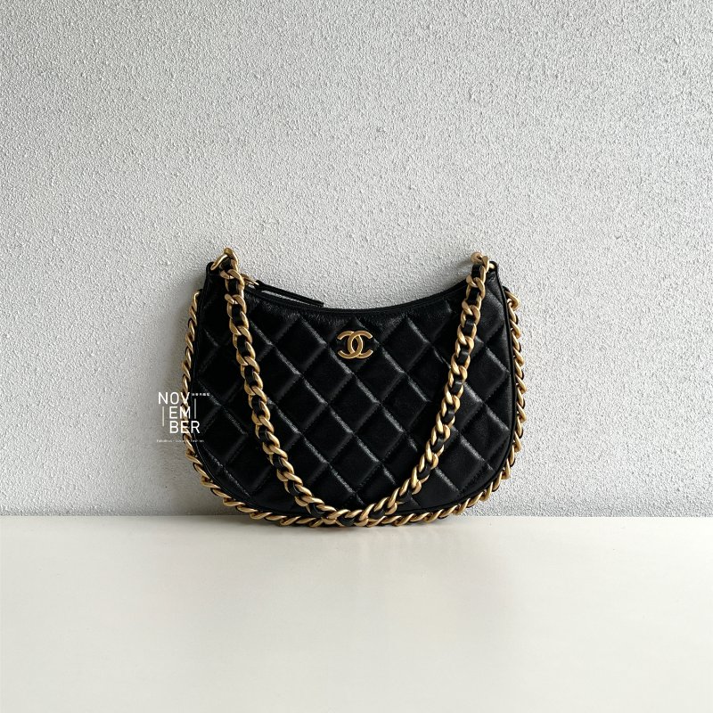 99新🆕 Chanel 香奈兒 23B Hobo 小號 黑色金釦-0
