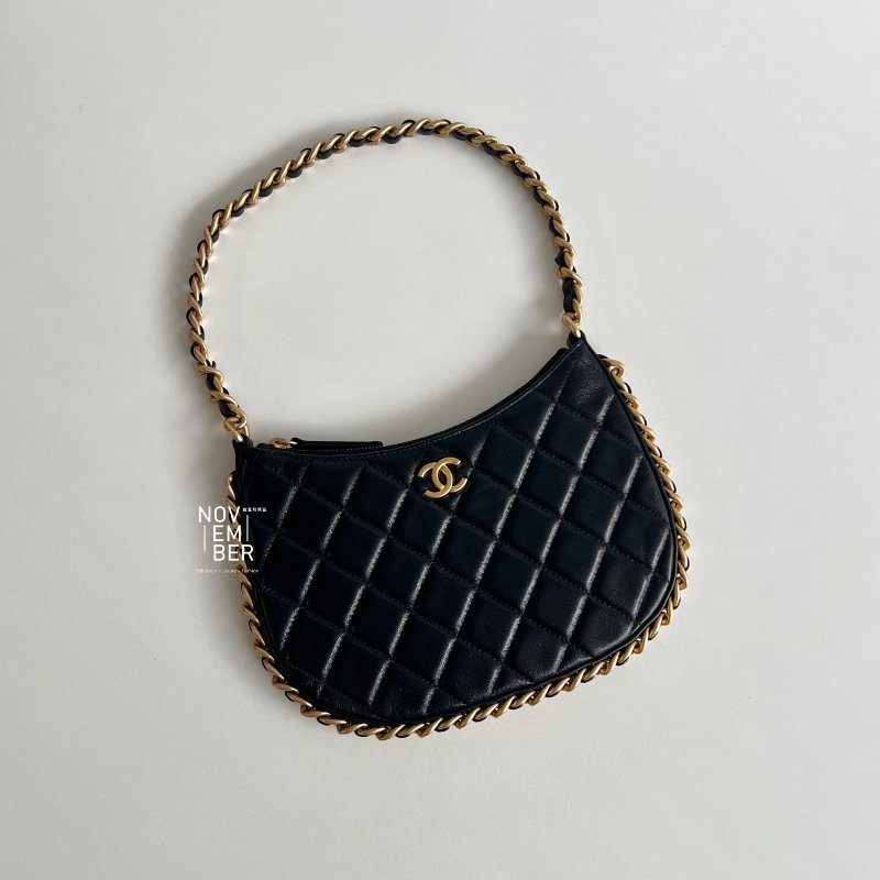99新🆕 Chanel 香奈兒 23B Hobo 小號 黑色金釦-1