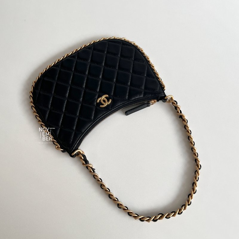 99新🆕 Chanel 香奈兒 23B Hobo 小號 黑色金釦-3
