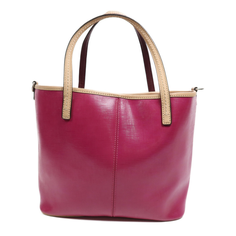 COACH 牛皮皮革Tote Bag銀扣手挽袋-1