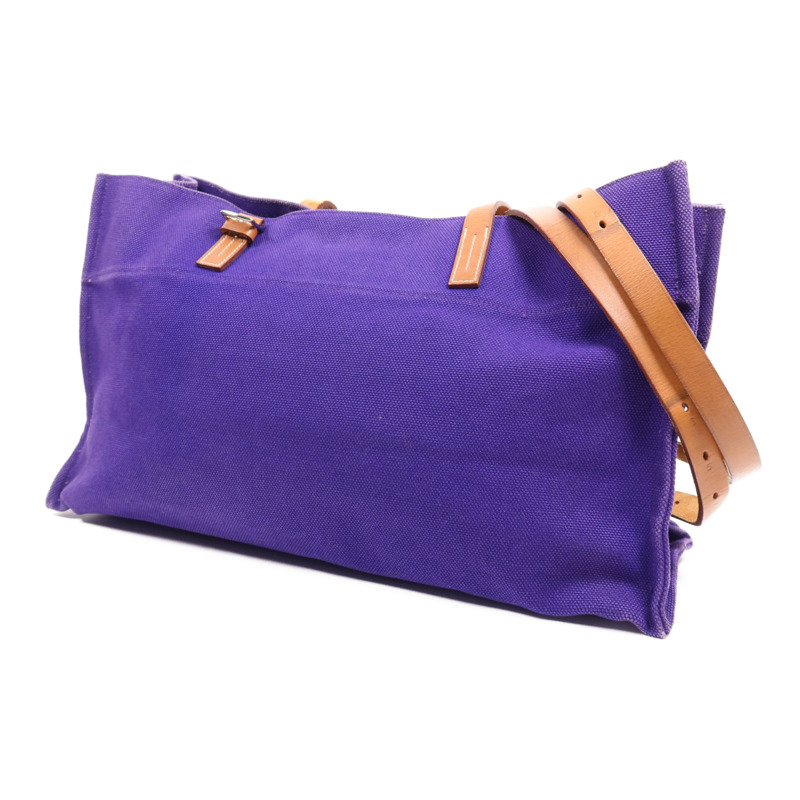 HERMES 帆布Etriviere Elan銀扣肩背袋-2