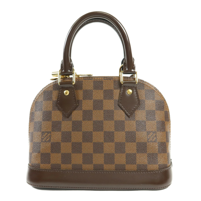 LOUIS VUITTON Damier Alma BB金扣手挽肩背兩用袋棕色-1