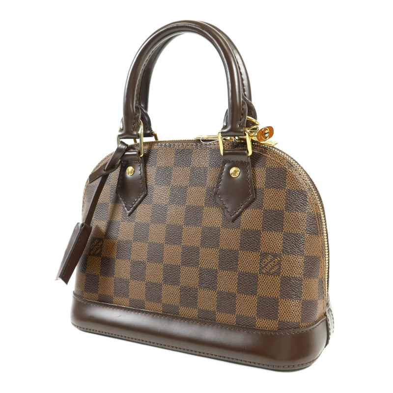 LOUIS VUITTON Damier Alma BB金扣手挽肩背兩用袋棕色-2