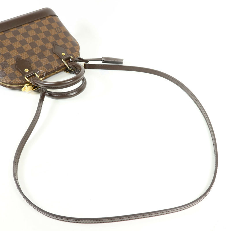 LOUIS VUITTON Damier Alma BB金扣手挽肩背兩用袋棕色-4