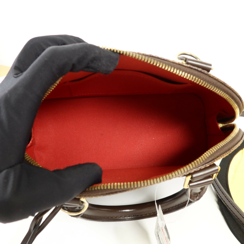 LOUIS VUITTON Damier Alma BB金扣手挽肩背兩用袋棕色-5