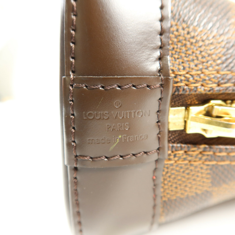 LOUIS VUITTON Damier Alma BB金扣手挽肩背兩用袋棕色-6