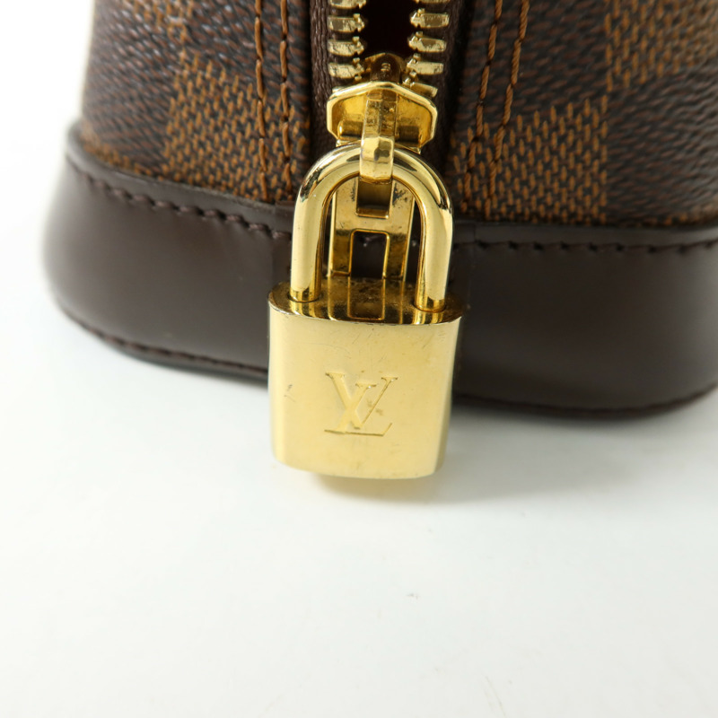 LOUIS VUITTON Damier Alma BB金扣手挽肩背兩用袋棕色-9