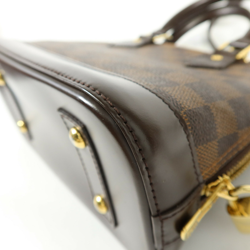 LOUIS VUITTON Damier Alma BB金扣手挽肩背兩用袋棕色-11