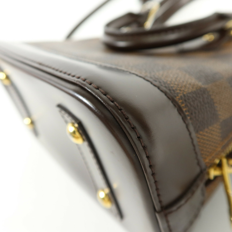 LOUIS VUITTON Damier Alma BB金扣手挽肩背兩用袋棕色-14