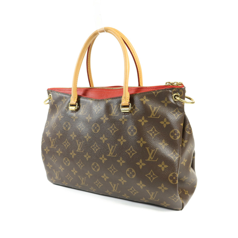 LOUIS VUITTON Monogram Pallas金扣手挽肩背兩用袋棕色/紅色-2