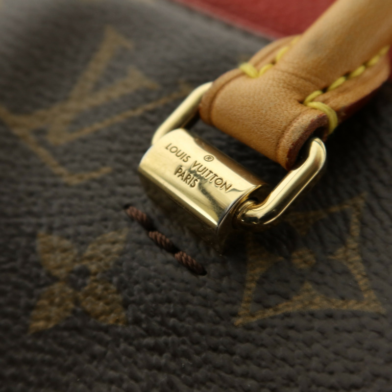 LOUIS VUITTON Monogram Pallas金扣手挽肩背兩用袋棕色/紅色-8