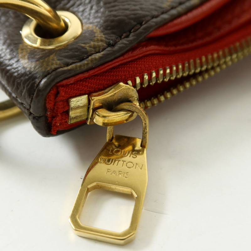 LOUIS VUITTON Monogram Pallas金扣手挽肩背兩用袋棕色/紅色-9