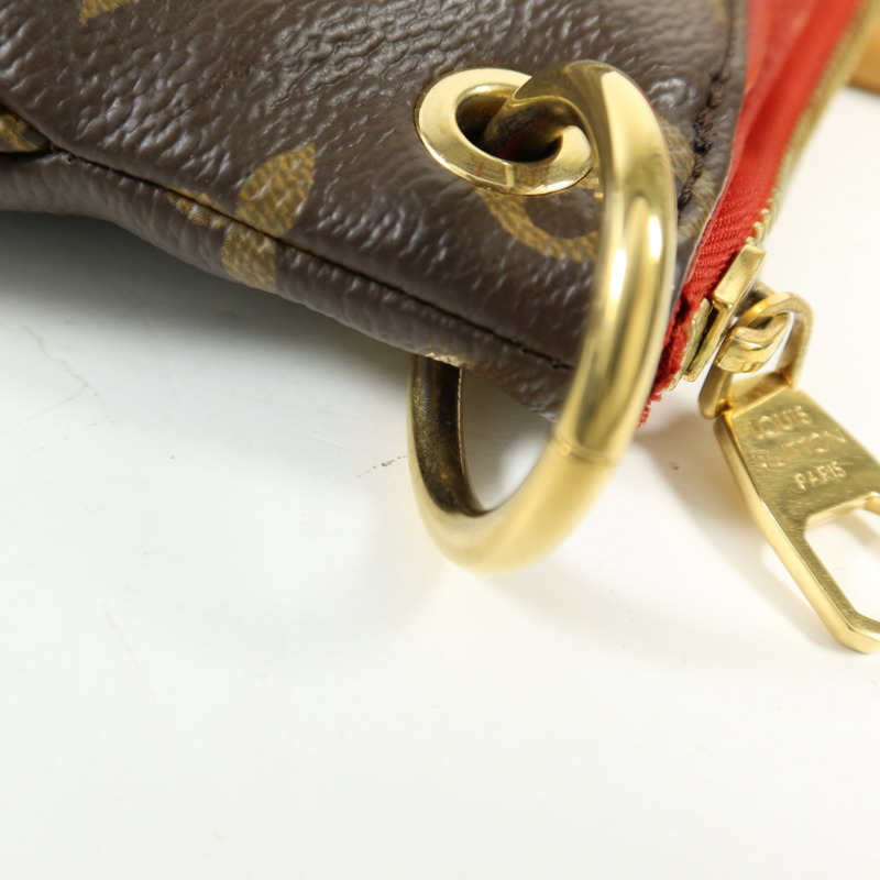 LOUIS VUITTON Monogram Pallas金扣手挽肩背兩用袋棕色/紅色-10