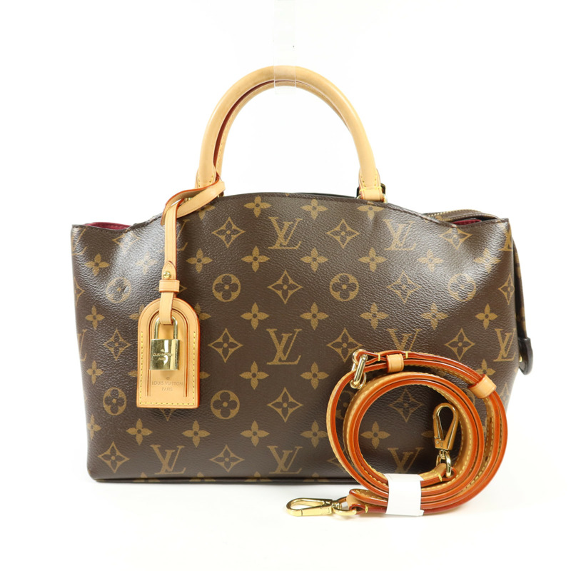 LOUIS VUITTON Monogram Petit Palais金扣手挽肩背兩用袋棕色-0