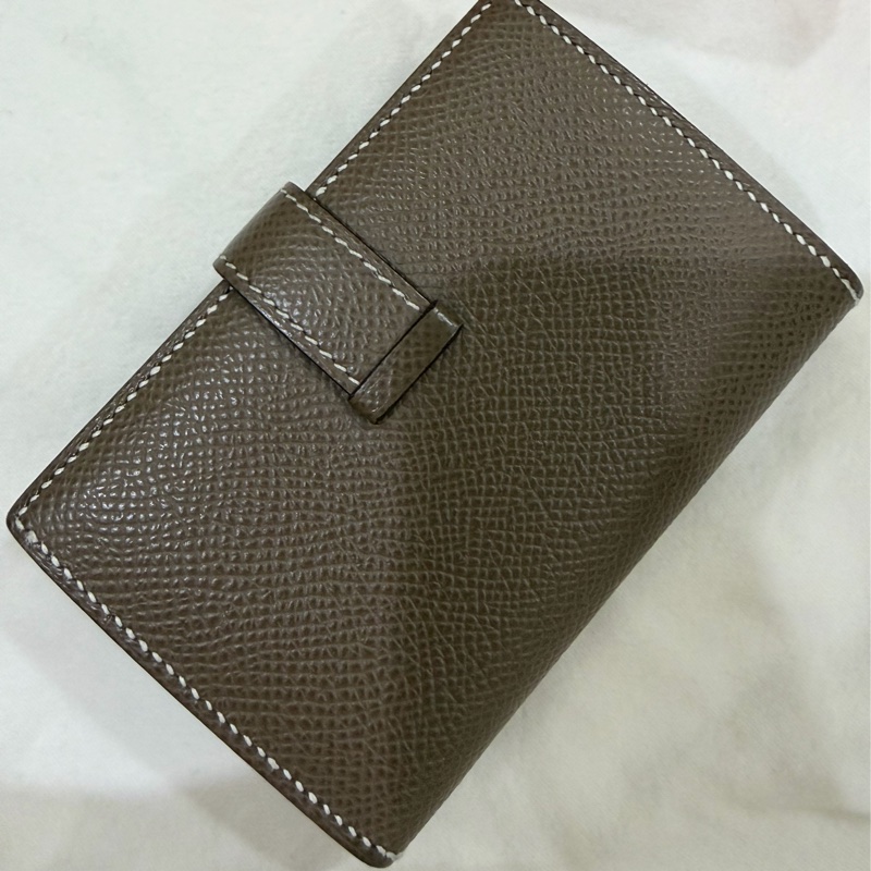 愛馬仕 Hermes mini bearn wallet 大象灰金釦（非卡夾喔！有零錢袋）-2