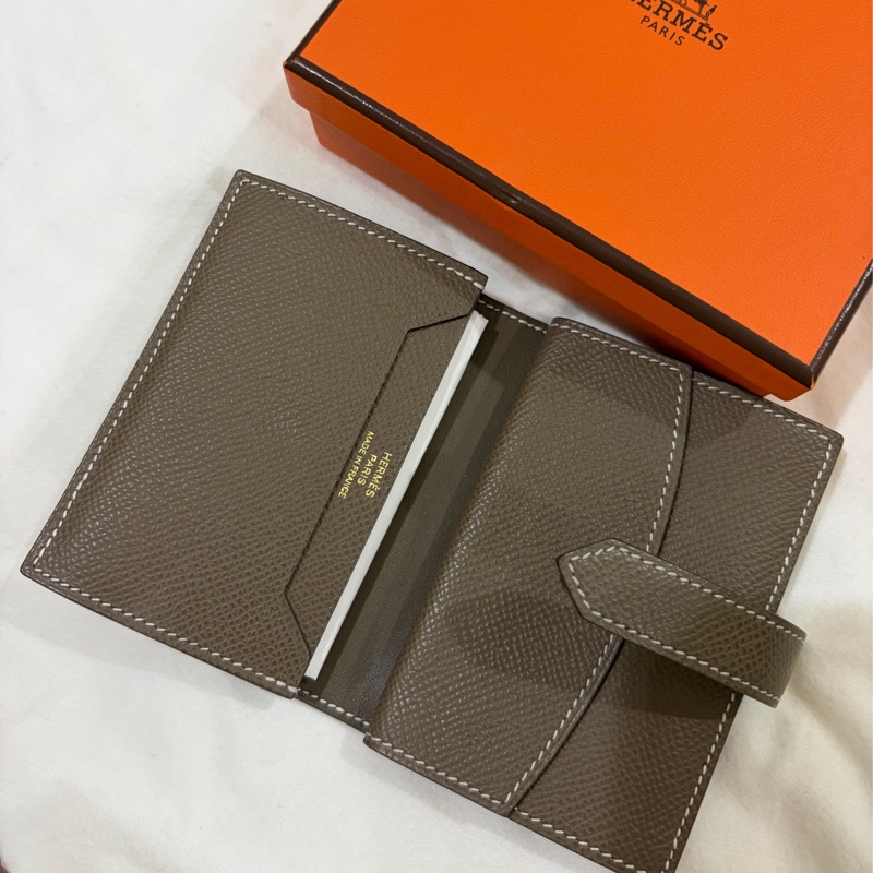 愛馬仕 Hermes mini bearn wallet 大象灰金釦（非卡夾喔！有零錢袋）-5