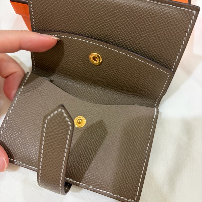 愛馬仕 Hermes mini bearn wallet 大象灰金釦（非卡夾喔！有零錢袋）-7