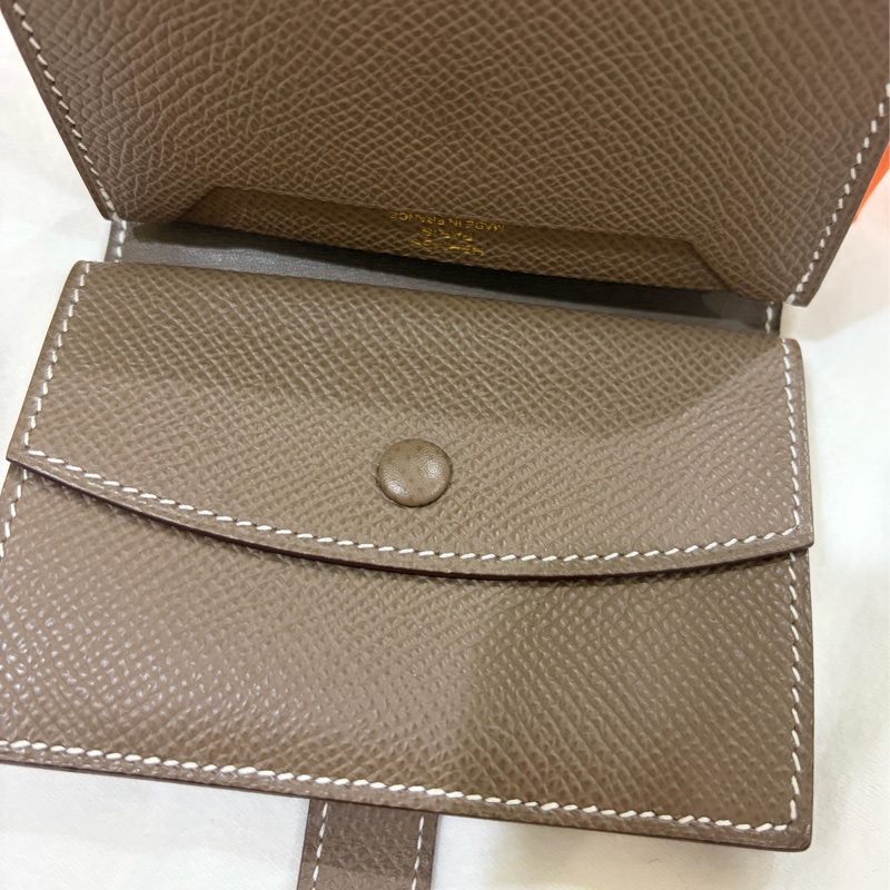 愛馬仕 Hermes mini bearn wallet 大象灰金釦（非卡夾喔！有零錢袋）-8