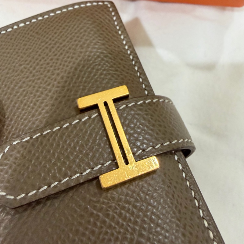 愛馬仕 Hermes mini bearn wallet 大象灰金釦（非卡夾喔！有零錢袋）-9