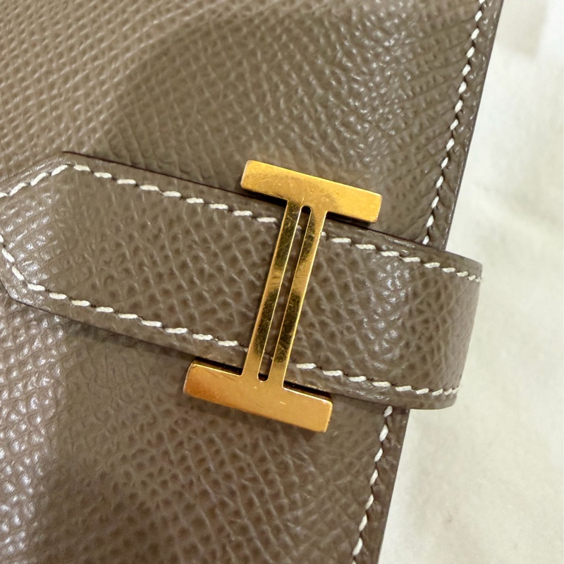 愛馬仕 Hermes mini bearn wallet 大象灰金釦（非卡夾喔！有零錢袋）-10