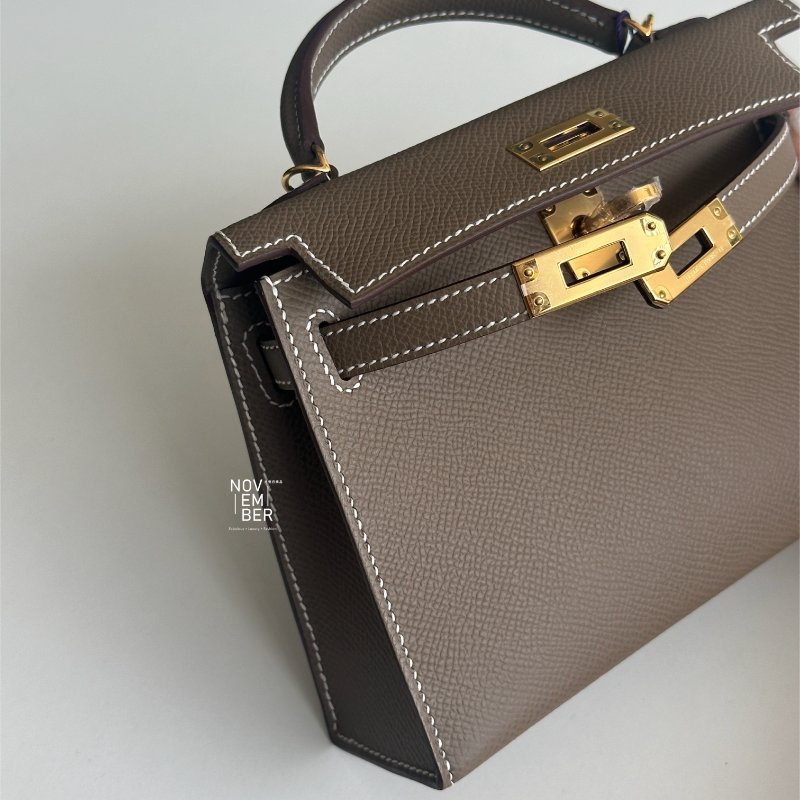 全新✨ Hermès 愛馬仕 Mini Kelly 二代 大象灰金釦-2