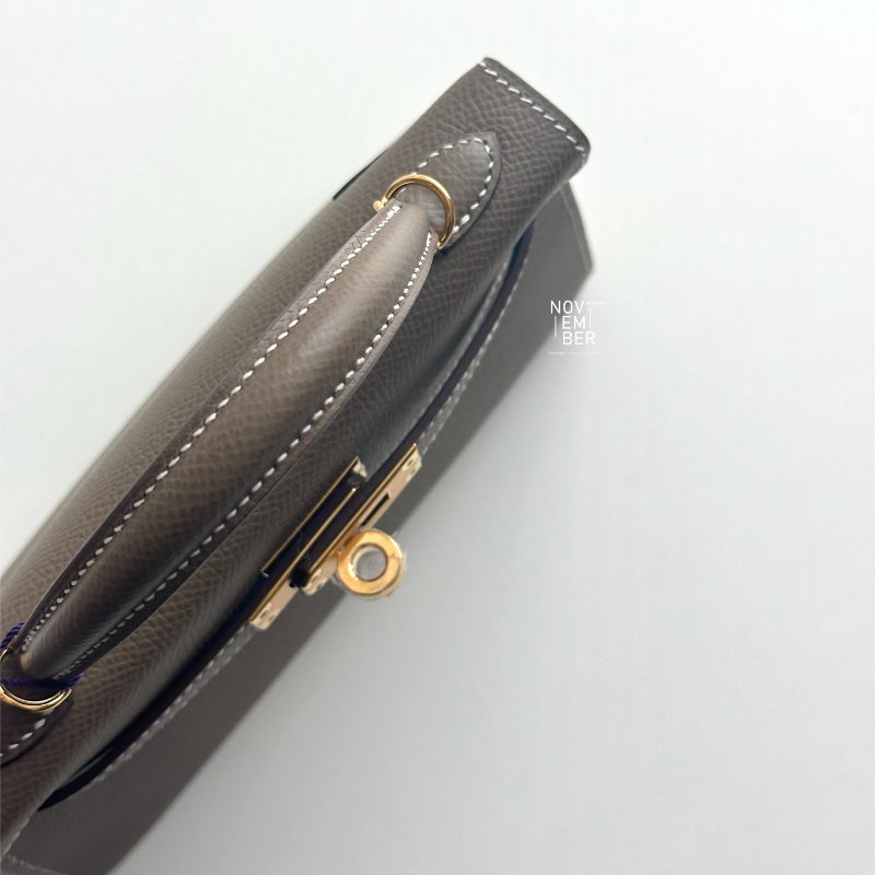 全新✨ Hermès 愛馬仕 Mini Kelly 二代 大象灰金釦-4
