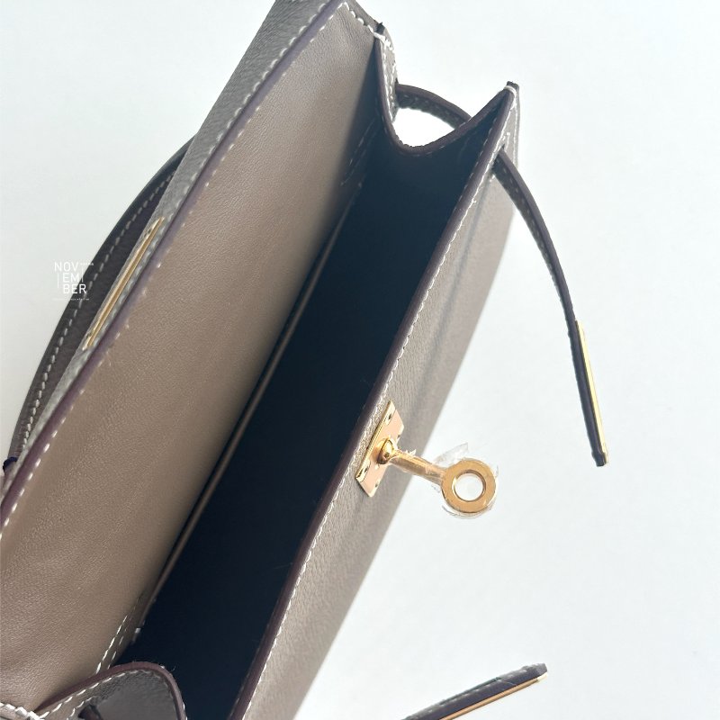 全新✨ Hermès 愛馬仕 Mini Kelly 二代 大象灰金釦-5