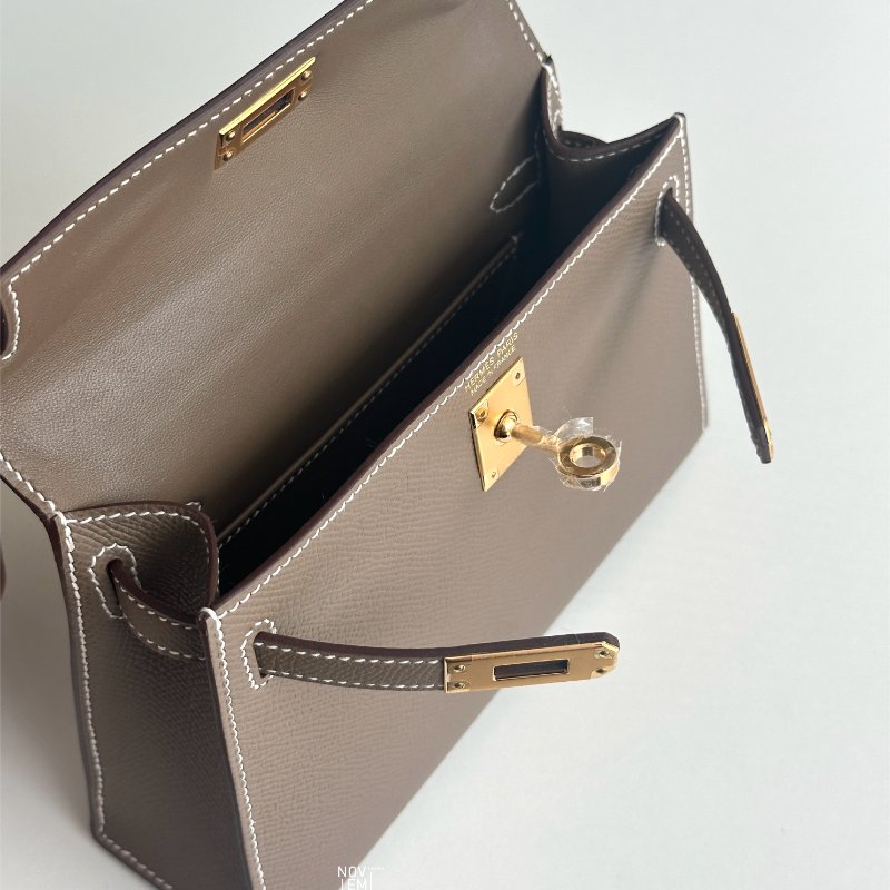 全新✨ Hermès 愛馬仕 Mini Kelly 二代 大象灰金釦-6