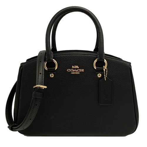 【全新】COACH 素面牛皮手提/斜背兩用黛妃包(黑)-0