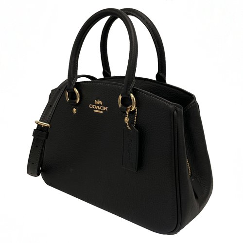 【全新】COACH 素面牛皮手提/斜背兩用黛妃包(黑)-1