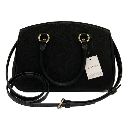 【全新】COACH 素面牛皮手提/斜背兩用黛妃包(黑)-2