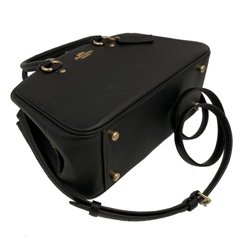 【全新】COACH 素面牛皮手提/斜背兩用黛妃包(黑)-3