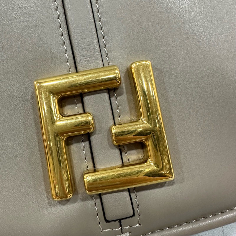 fendi 8BS082 大象灰牛皮FF金釦馬鞍包 斜背包-9