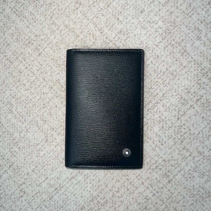MONTBLANC 4810 Westside 六角星 LOGO 水波紋牛皮 三卡對折名片夾（黑色）-0
