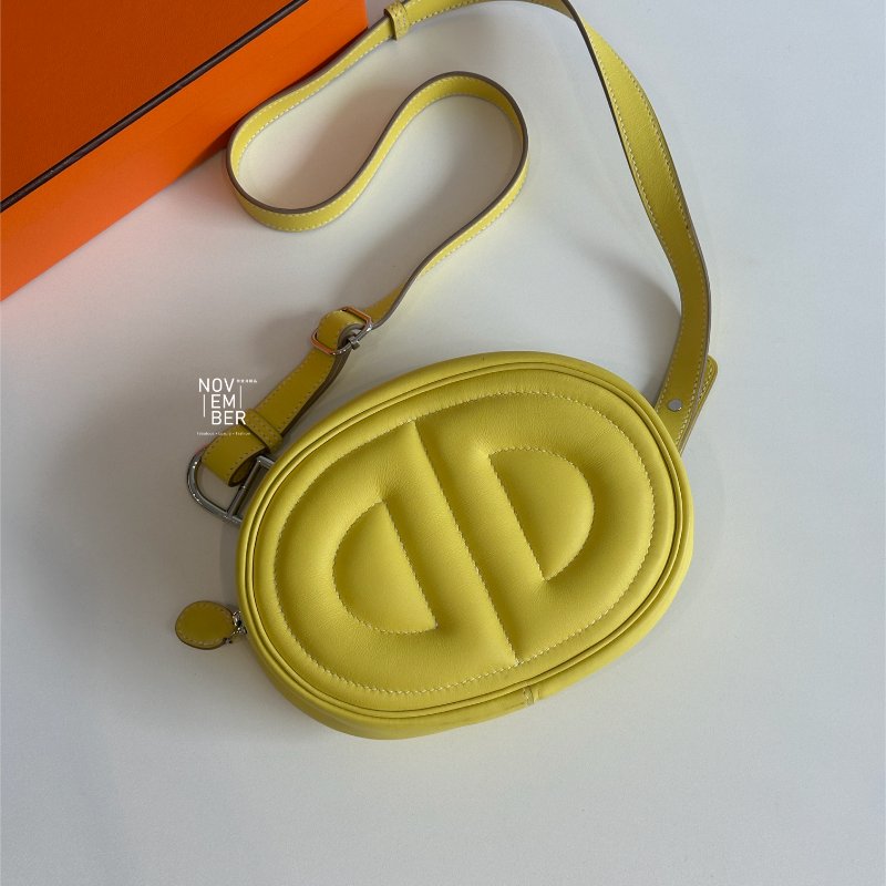 99🆕 有購證🙌🏻 Hermès 愛馬仕 In the loop 腰包 檸檬黃銀釦-0