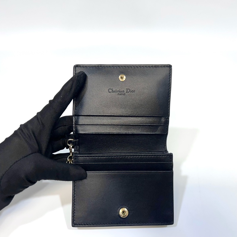 DIOR黑金Lady Dior Gardenia羊皮迷你錢包S0178ONMJ_M900-5
