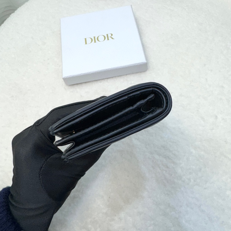 DIOR黑金Lady Dior Gardenia羊皮迷你錢包S0178ONMJ_M900-2