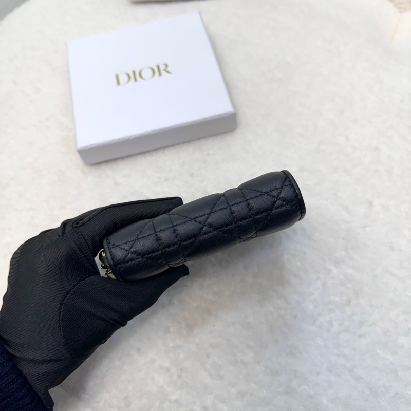 DIOR黑金Lady Dior Gardenia羊皮迷你錢包S0178ONMJ_M900-5