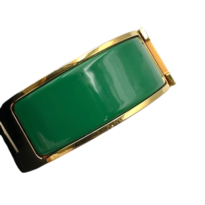 【美收精品】HERMES 琺瑯寬版扣式手環(綠/金) B-872【隔月月中將轉賣至日本 上架期限30天】-3