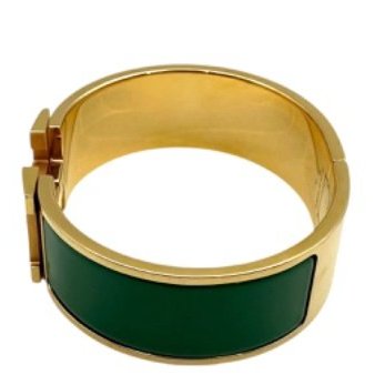 【美收精品】HERMES 琺瑯寬版扣式手環(綠/金) B-872【隔月月中將轉賣至日本 上架期限30天】-1