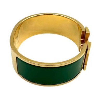 【美收精品】HERMES 琺瑯寬版扣式手環(綠/金) B-872【隔月月中將轉賣至日本 上架期限30天】-2