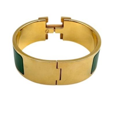 【美收精品】HERMES 琺瑯寬版扣式手環(綠/金) B-872【隔月月中將轉賣至日本 上架期限30天】-7