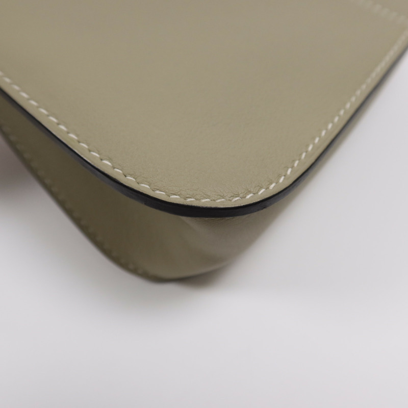 HERMES Swift皮革Mini Halzan銀扣手挽肩背兩用袋Sauge-12