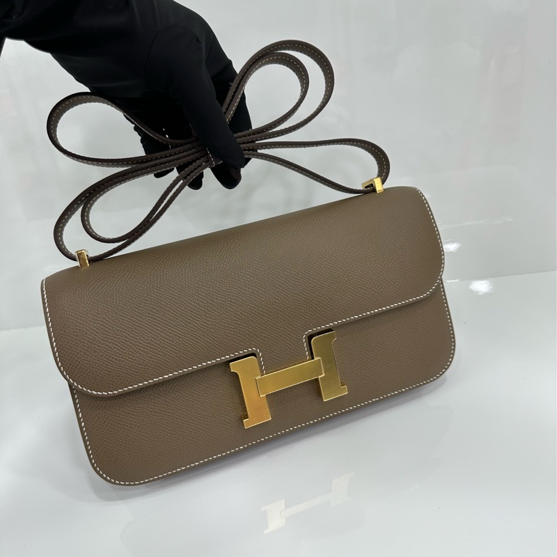 愛馬仕 Elan康康constance elan 長版大象灰金扣Epsom K刻 全新有購證-7