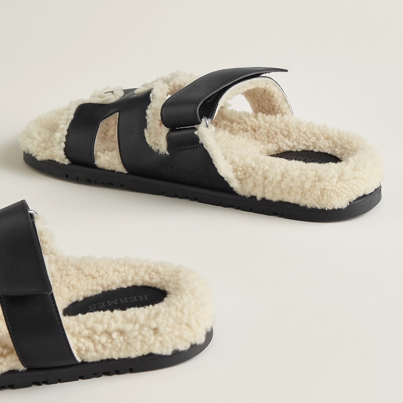 原價38900🌟全新25年購💯🌟Hermès愛馬仕 二舅毛毛拖  冬季款 黑色 EU37🖤-5