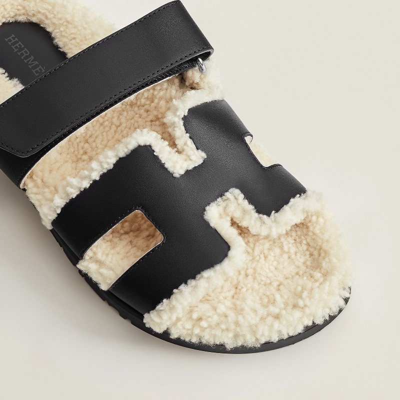 原價38900🌟全新25年購💯🌟Hermès愛馬仕 二舅毛毛拖  冬季款 黑色 EU37🖤-6