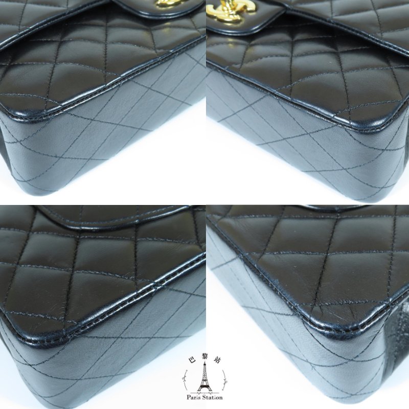 【巴黎站二手名牌專賣店】＊現貨＊CHANEL香奈兒真品＊COCO25 黑菱格羊皮金雙C金鍊肩背斜背包-4